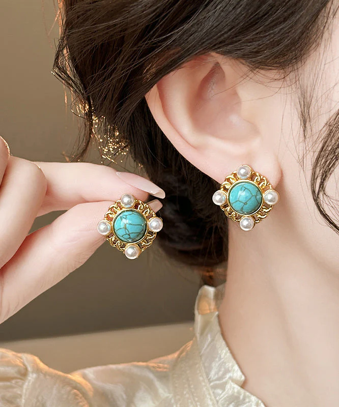 Fashion Gold Nail Bead Alloy Stud Earrings - Image 2