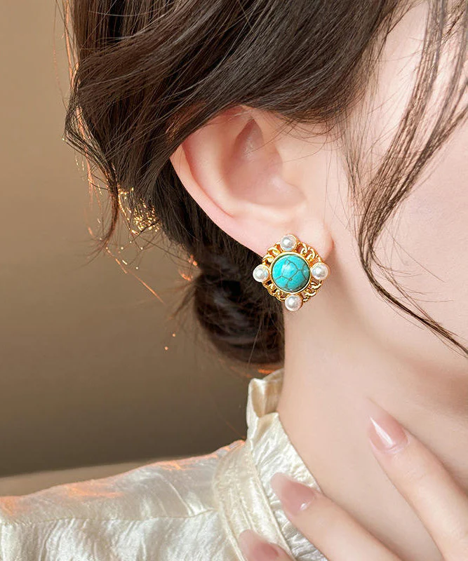 Fashion Gold Nail Bead Alloy Stud Earrings - Image 3