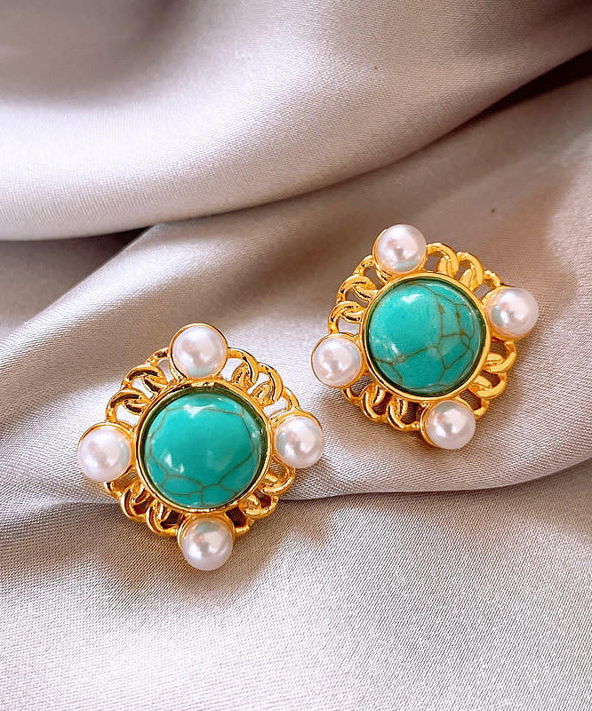 Fashion Gold Nail Bead Alloy Stud Earrings - Image 4