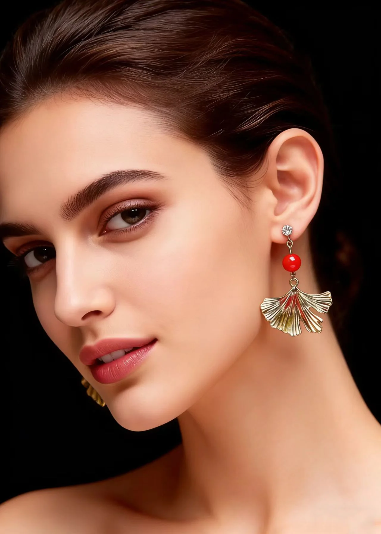 Fashion Golden Ginkgo Leaf Drop Earrings - Image 2