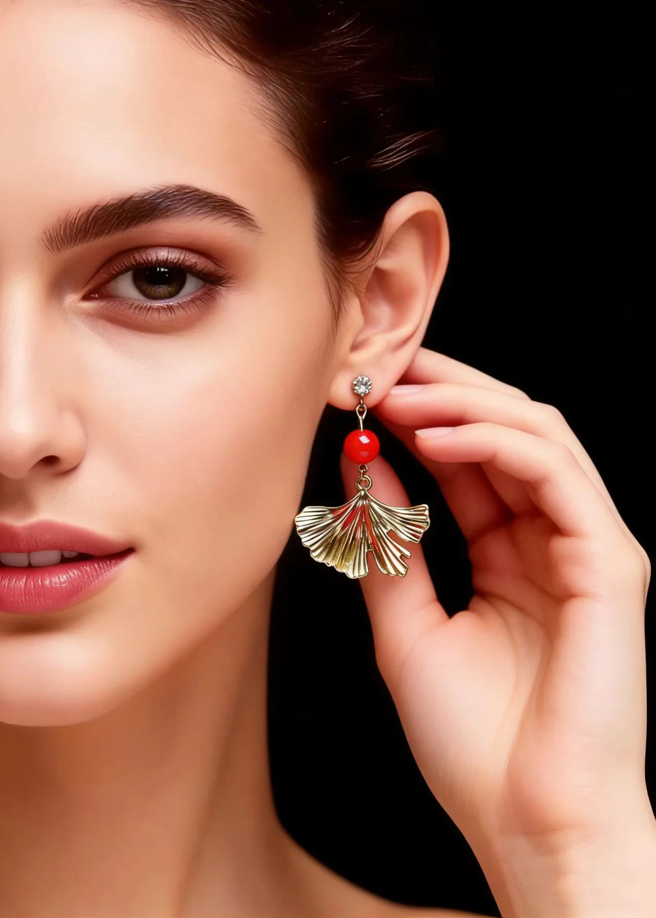 Fashion Golden Ginkgo Leaf Drop Earrings - Image 3