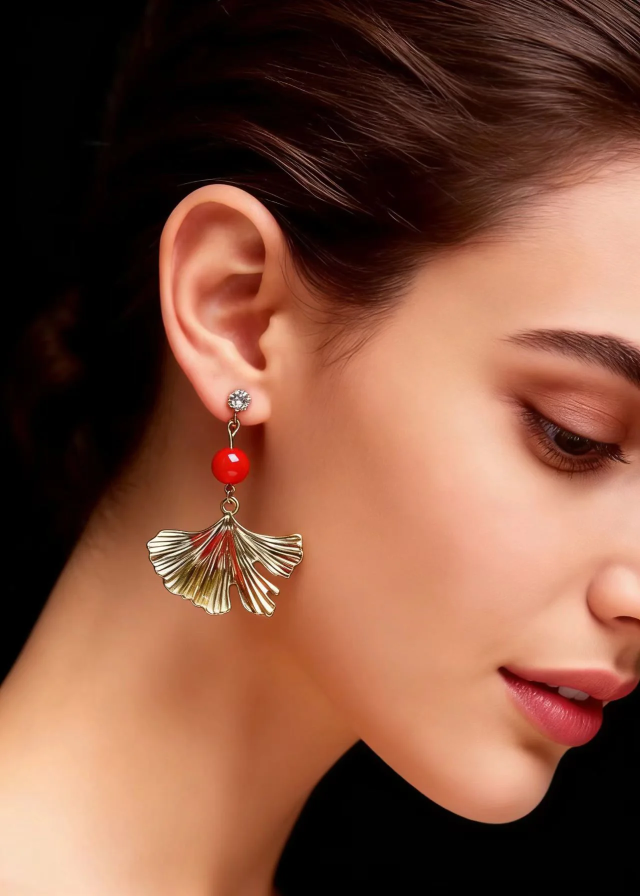 Fashion Golden Ginkgo Leaf Drop Earrings - Image 5