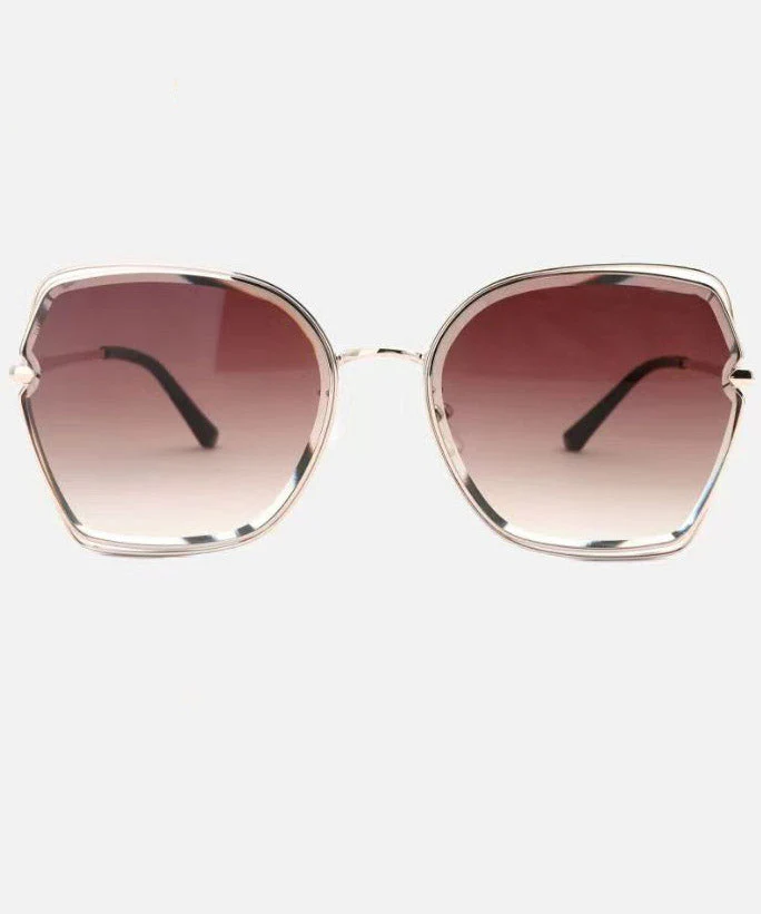 Fashion Gradient Color Pink Metal UV Protection Sunglasses - Image 5