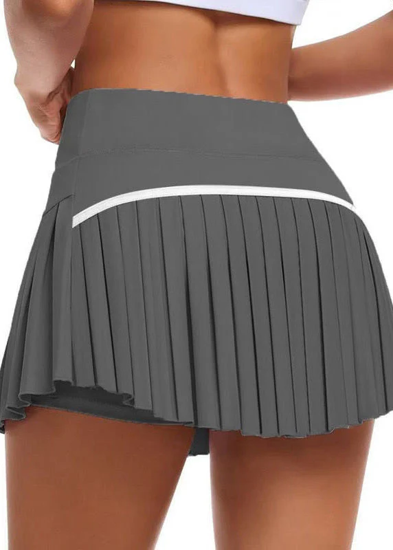 Fashion Green High Waist Yoga Pleated Shorts Skirt - Image 2