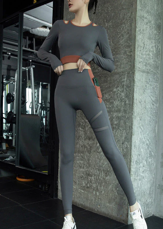 Fashion Green Hollow Out Sports Bra And Leggings Set Suit Gym Shark Leggings - Image 3