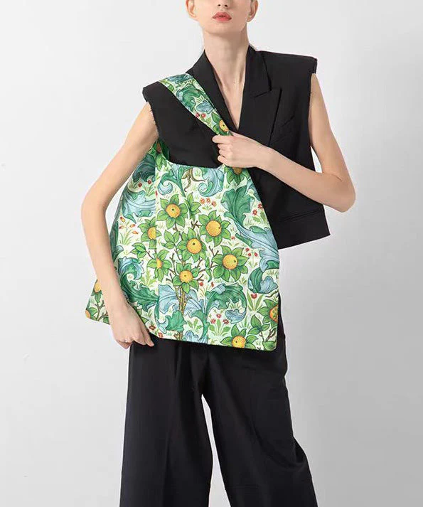 Fashion Green Print Portable Large Capacity Shoulder Bag - Image 3