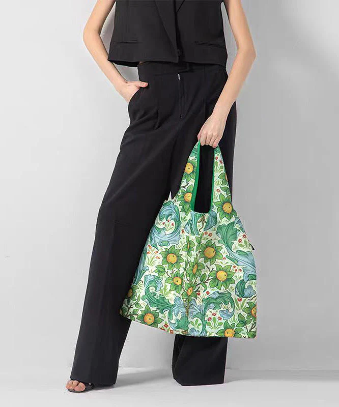 Fashion Green Print Portable Large Capacity Shoulder Bag - Image 5