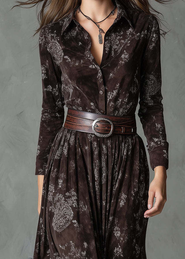 Fashion Handmade Peter Pan Collar Print Cotton Robe Dresses Fall - Image 5