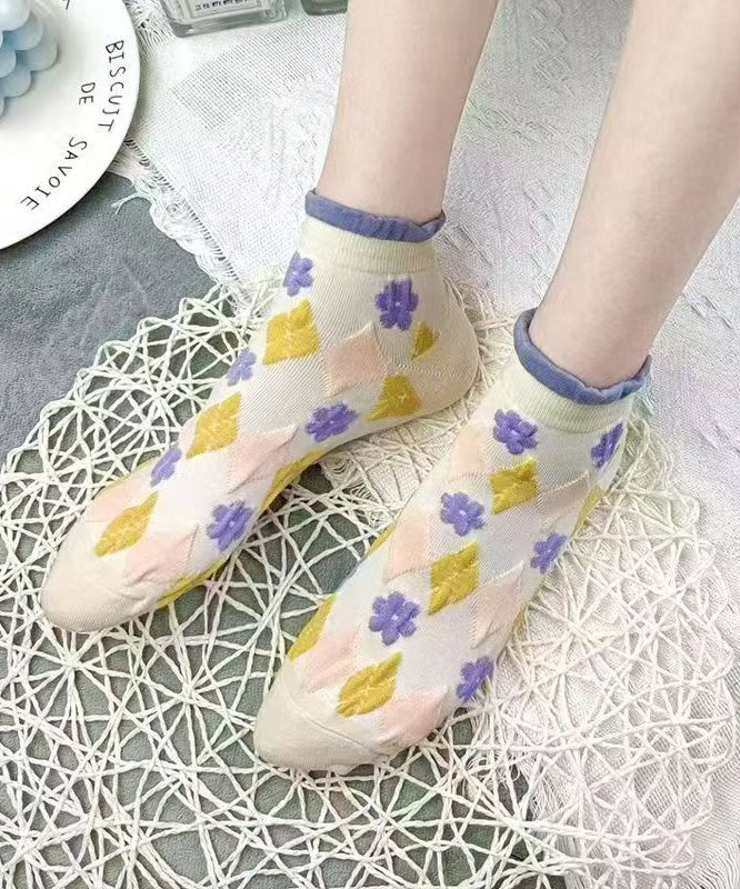Fashion Jacquard Ruffled Cotton Mid Calf Socks - Image 3