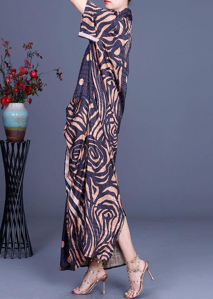 Fashion Khaki Print asymmetrical design Chiffon Dresses Summer - Image 3