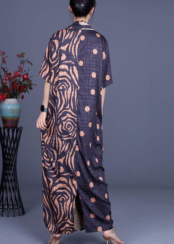 Fashion Khaki Print asymmetrical design Chiffon Dresses Summer - Image 4