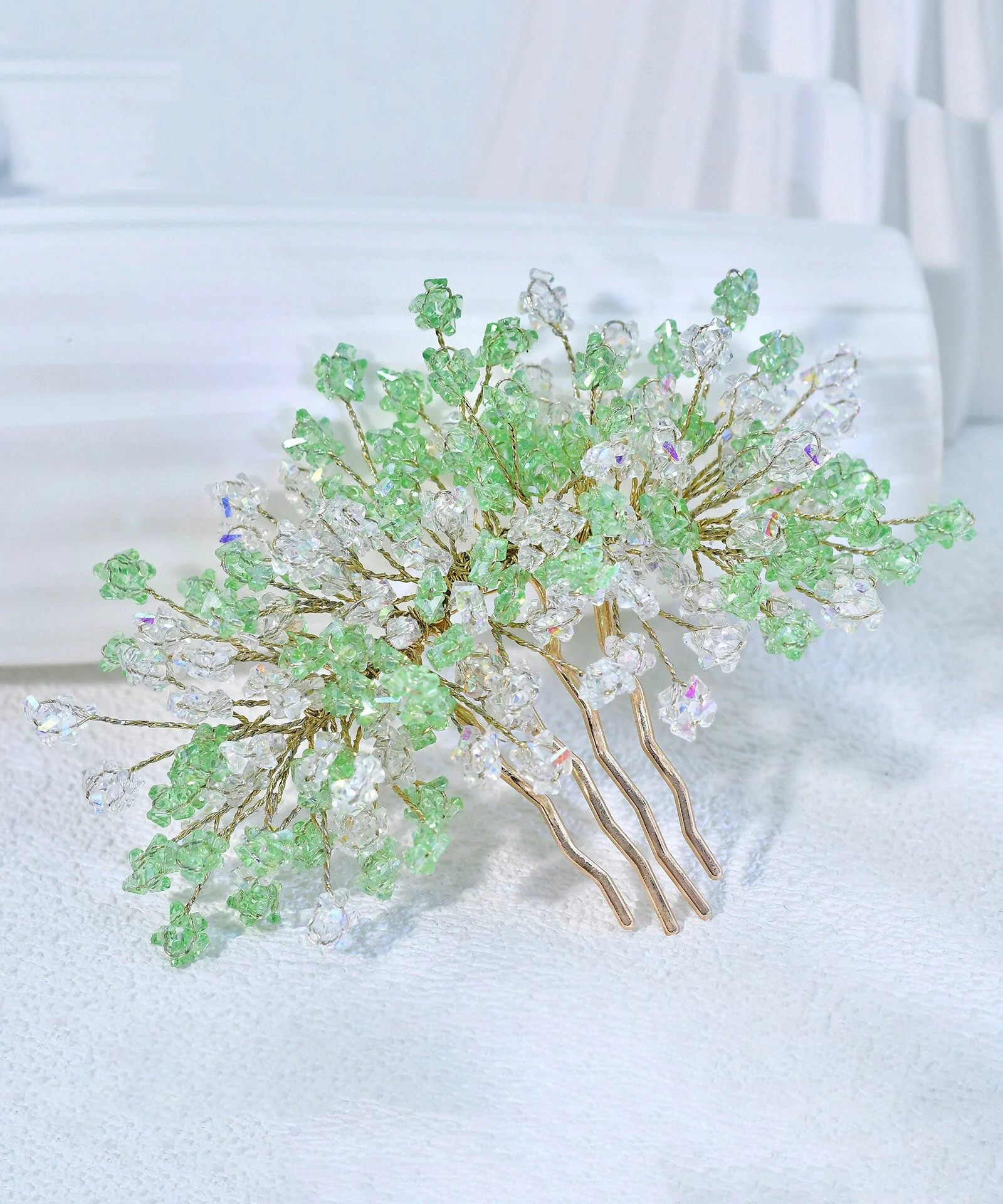 Fashion Light Green Alloy Floral Hairpin - Image 2