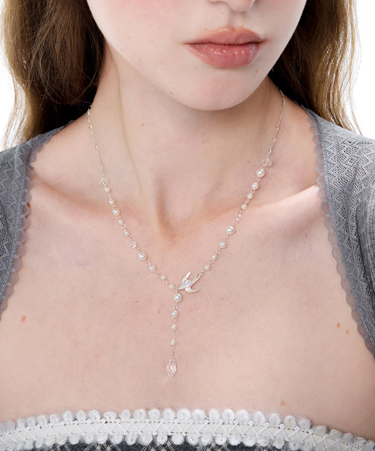 Fashion Little Bird Pearl Sky Star Silver Plated Pendant Necklace - Image 2