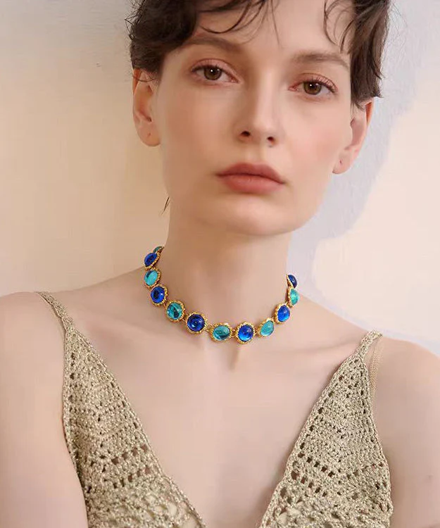 Fashion New Original Metal Gemstone Choker - Image 4