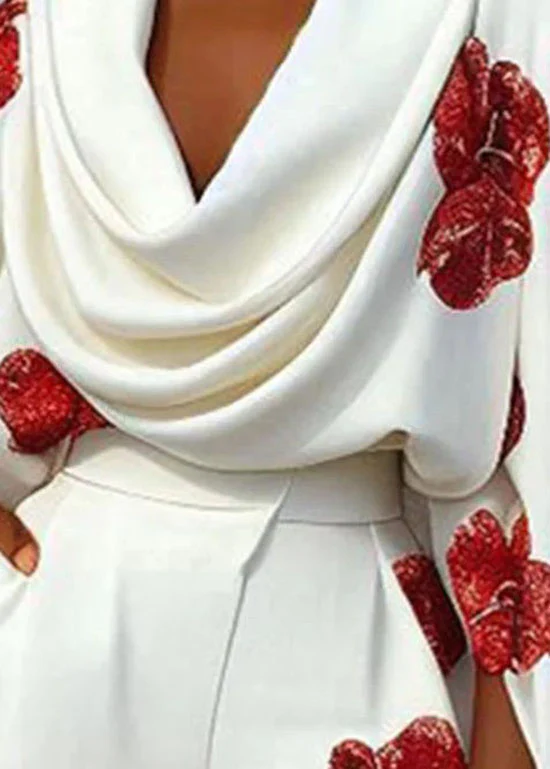 Fashion New Print Turtle Neck Top And Pants Two-Piece Set - Image 5