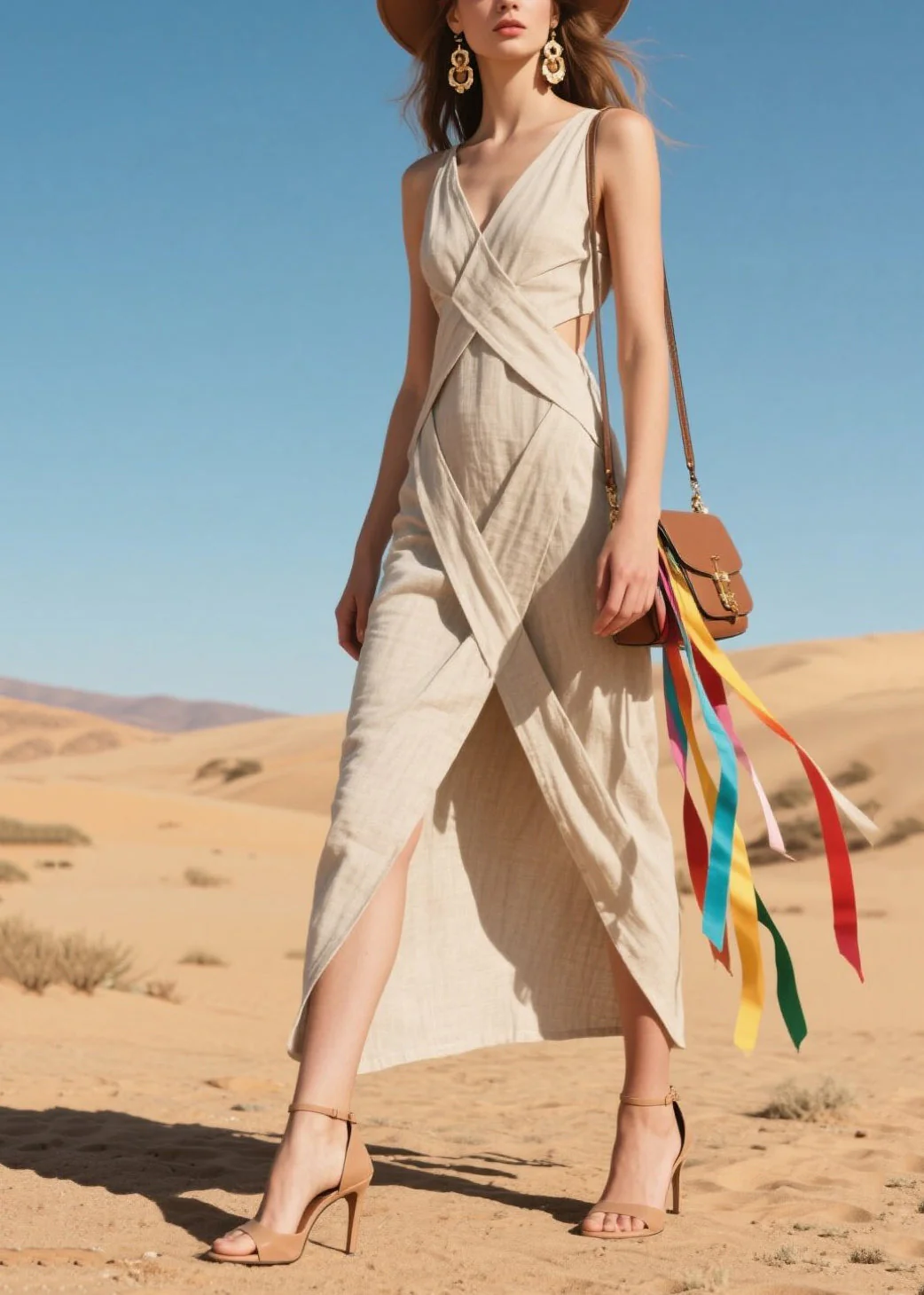 Fashion Nude Backless Side Open Cotton Sundress Summer - Image 5