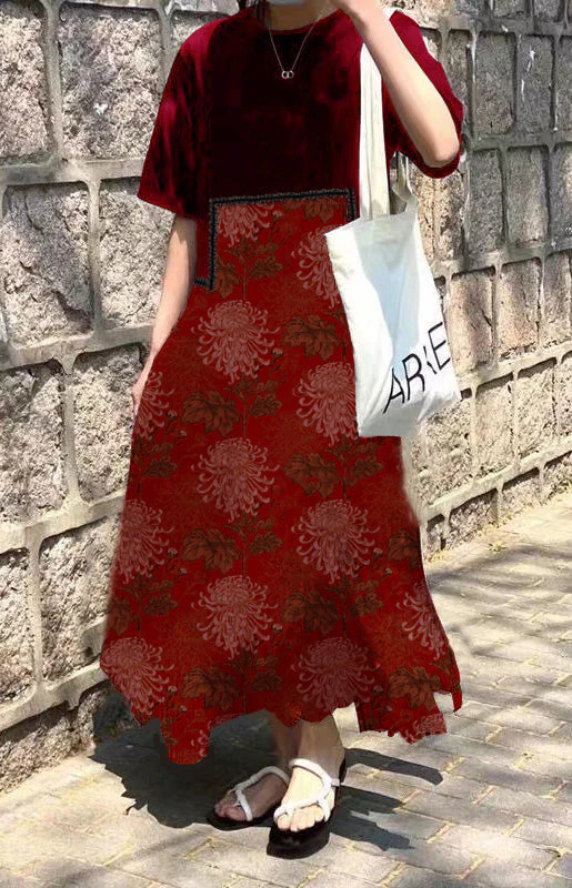 Fashion O-Neck Asymmetrical Plaid mosaic dress - Image 7