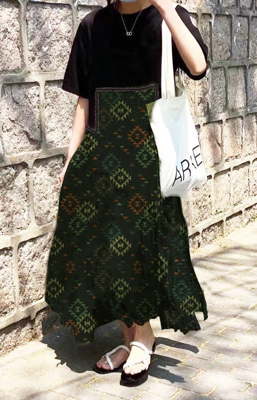 Fashion O-Neck Asymmetrical Plaid mosaic dress - Image 8