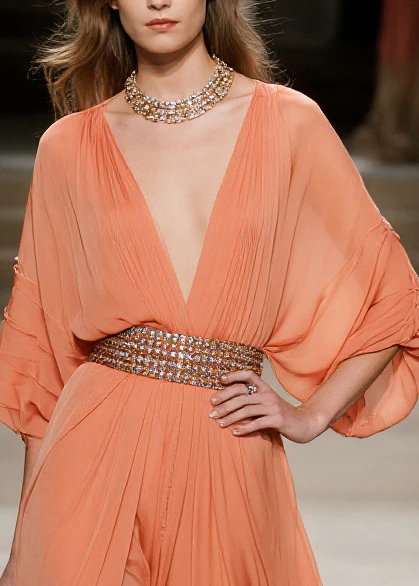 Fashion Orange Exra Large Hem Side Open Tulle Maxi Dress Summer - Image 2