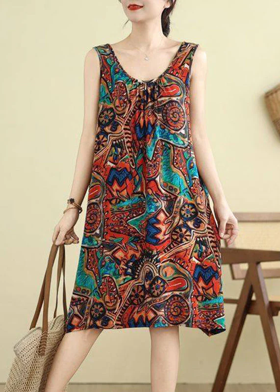 Fashion Orange Wrinkled Holiday Long Dress Summer - Image 2