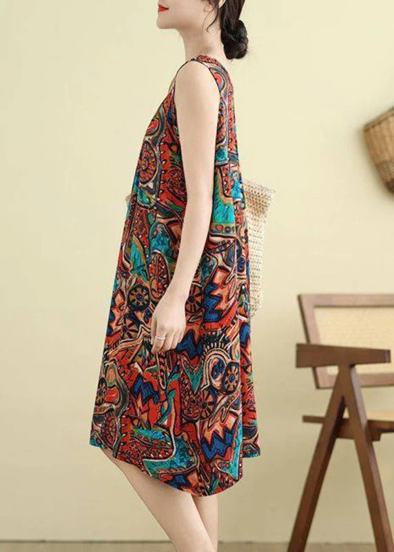 Fashion Orange Wrinkled Holiday Long Dress Summer - Image 3