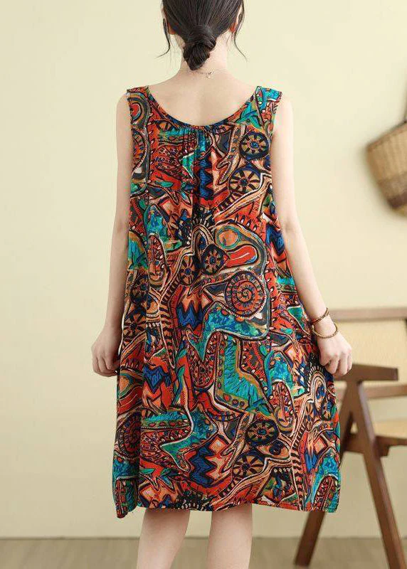 Fashion Orange Wrinkled Holiday Long Dress Summer - Image 4