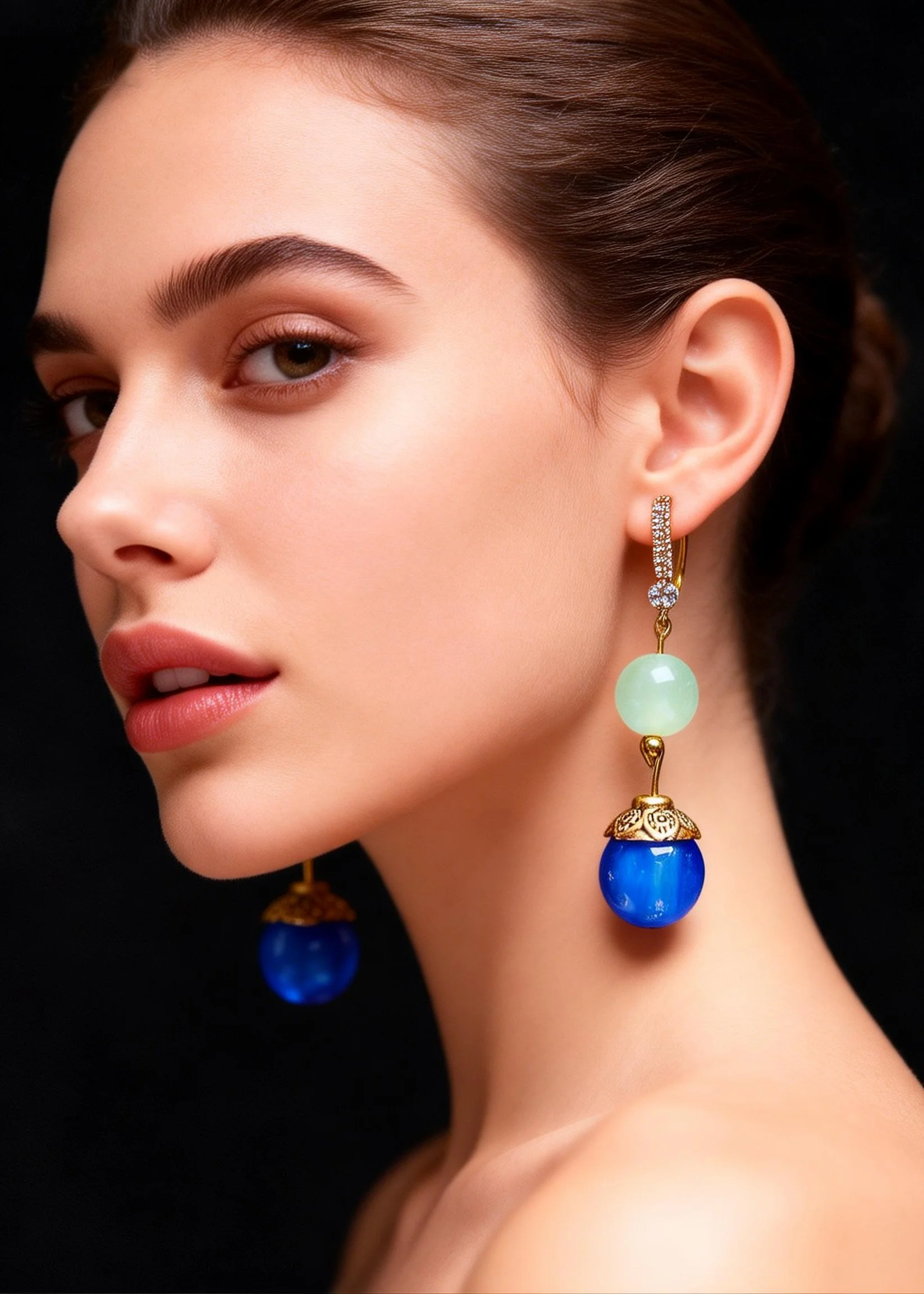 Fashion Peacock Blue Opal Zircon Drop Earrings - Image 2