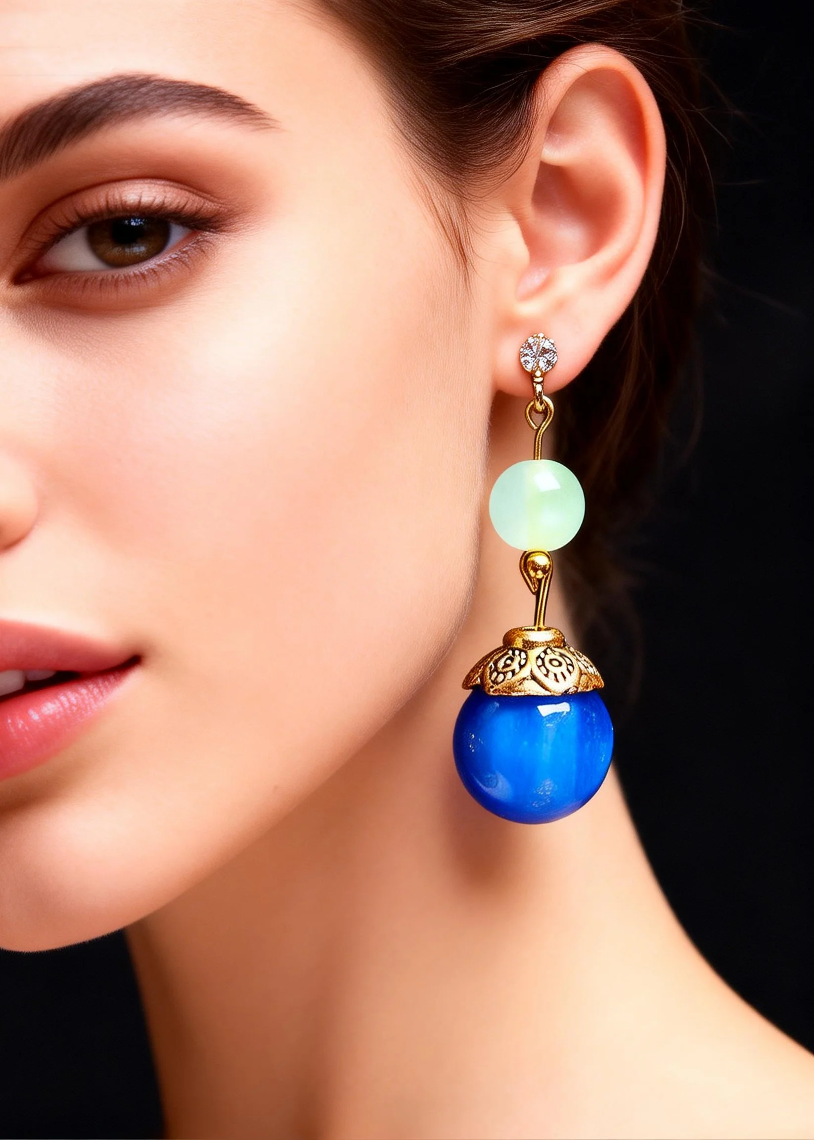 Fashion Peacock Blue Opal Zircon Drop Earrings - Image 3