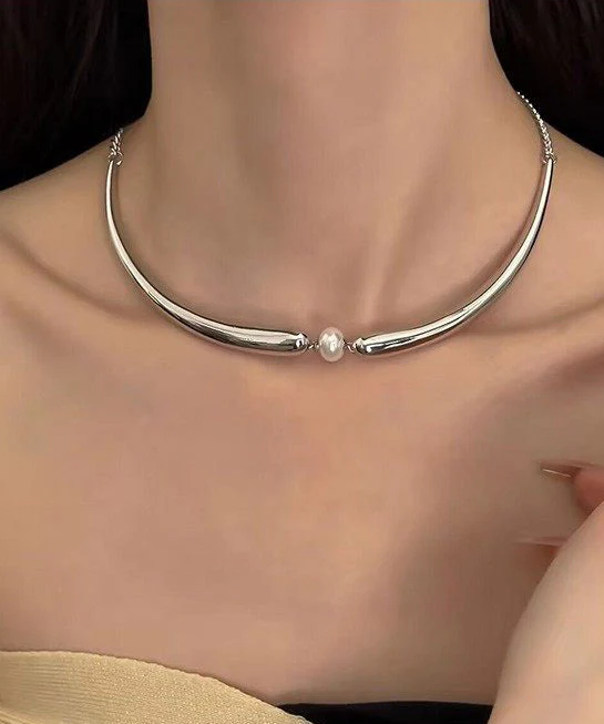 Fashion Pearl Patchwork Fine Tungsten Steel Choker - Image 2