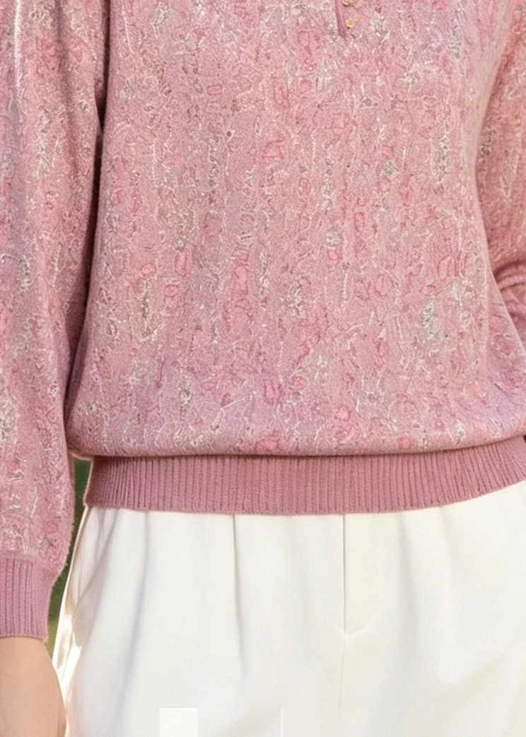 Fashion Pink Peter Pan Collar Print Cotton Shirt Top Summer - Image 4
