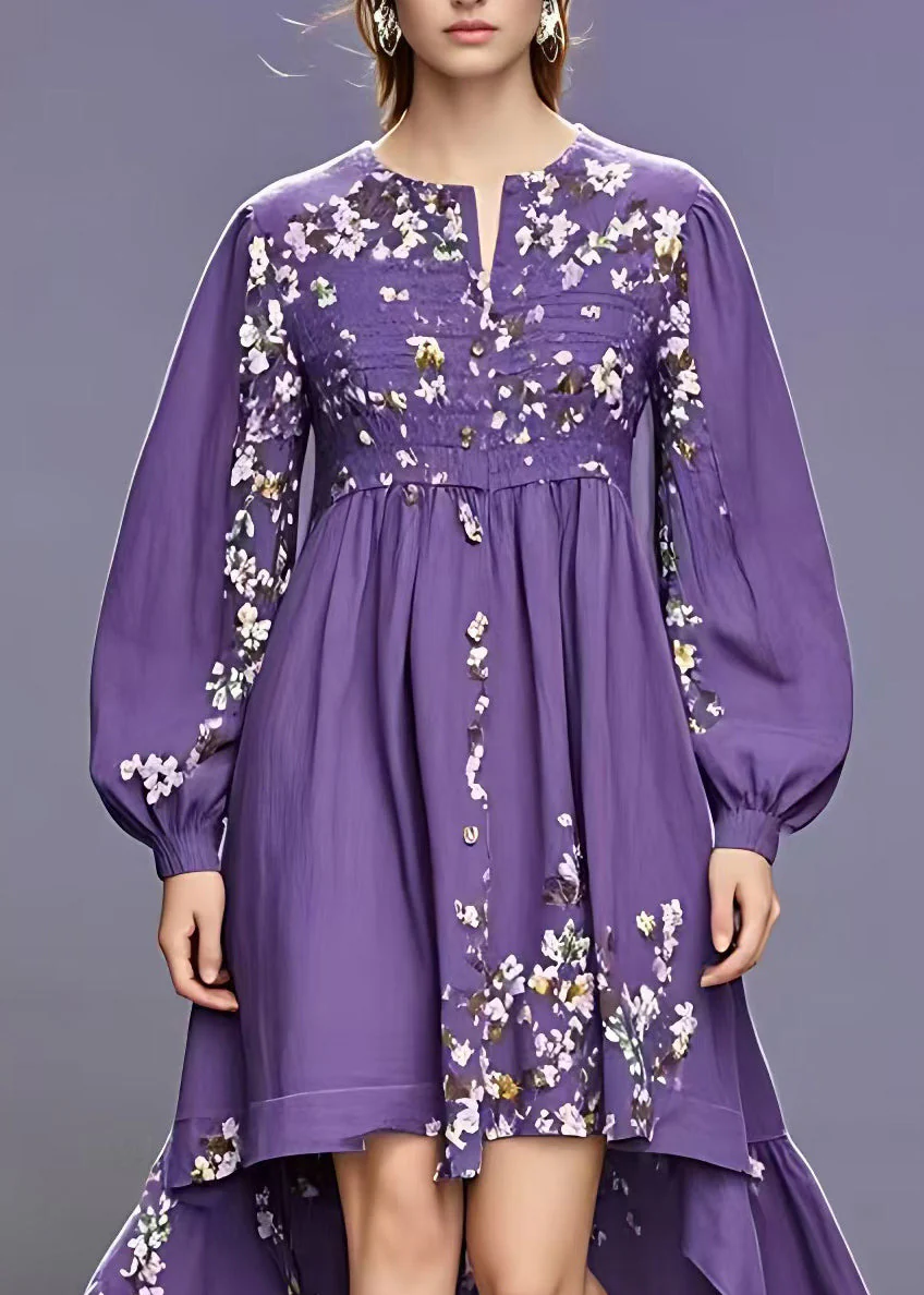 Fashion Purple O-Neck Patchwork Maxi Dress Fall - Image 3