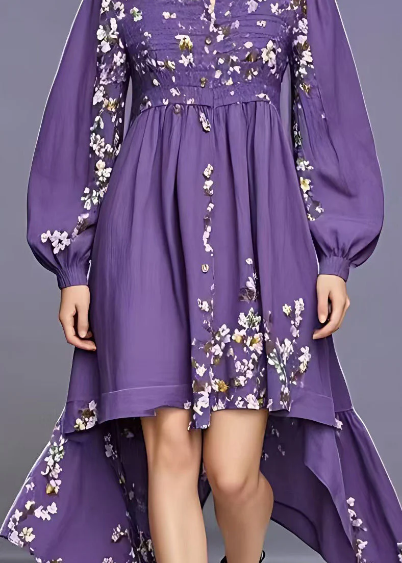 Fashion Purple O-Neck Patchwork Maxi Dress Fall - Image 4