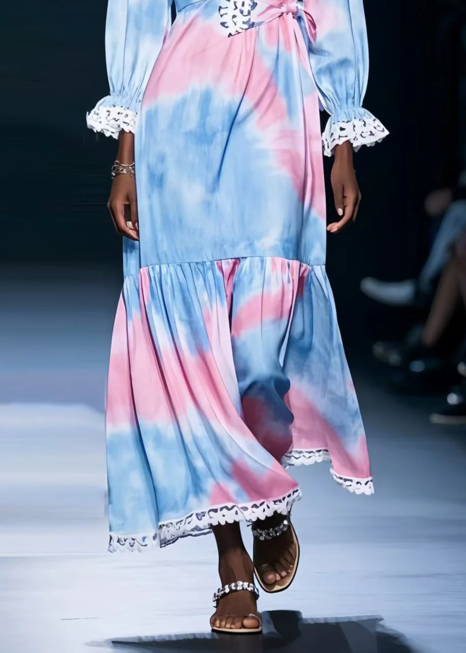 Fashion Rainbow Tie Dye Chiffon Holiday Dress Spring - Image 4