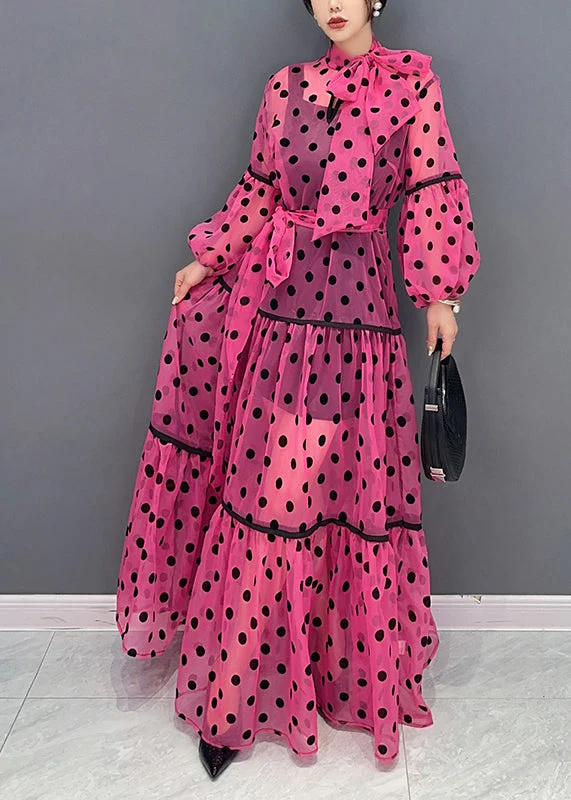 Fashion Rose Bow Wrinkled Patchwork Tulle Dress 2 Piece Outfit Fall - Image 4