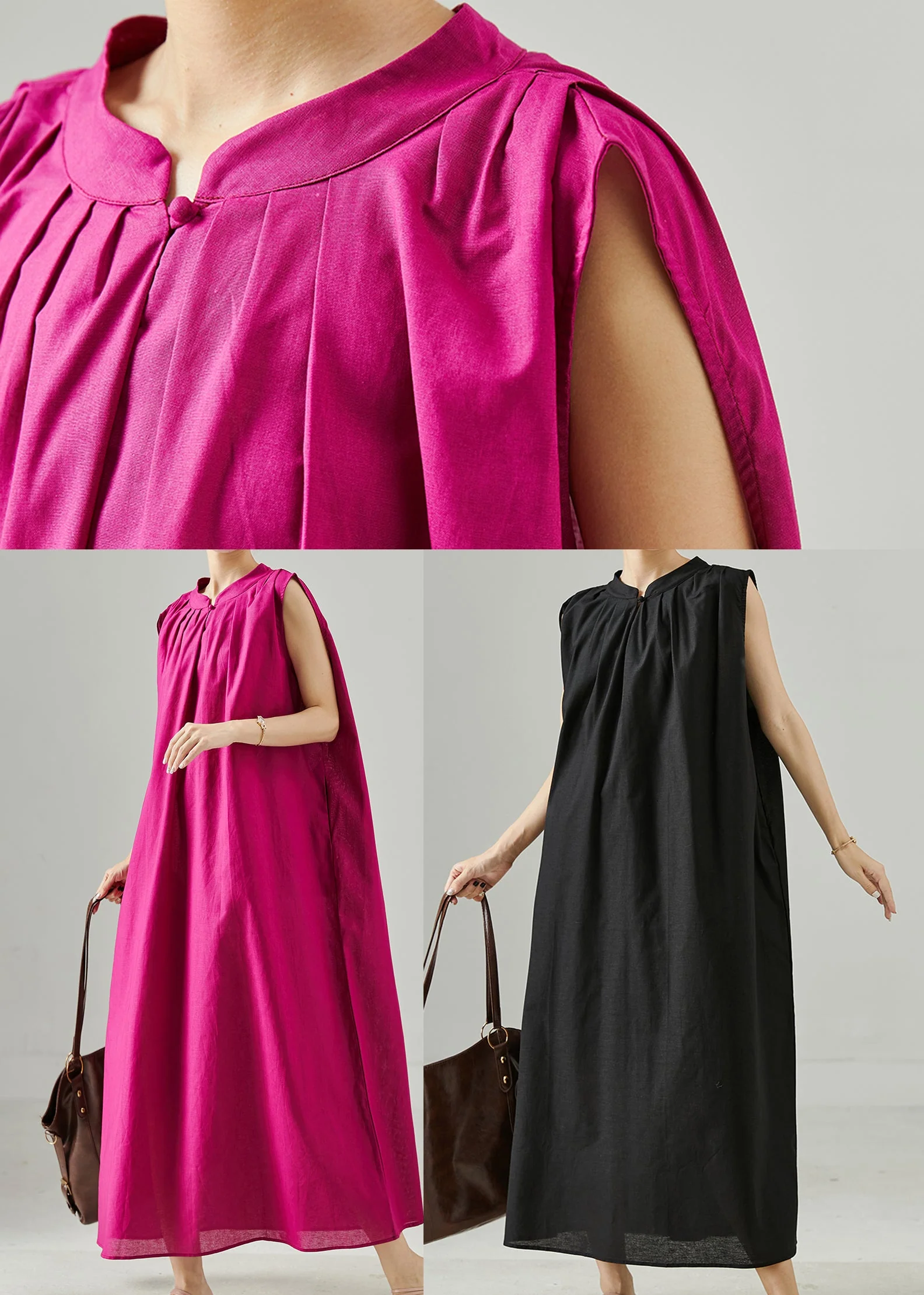 Fashion Rose Oversized Linen Party Dress Summer - Image 5