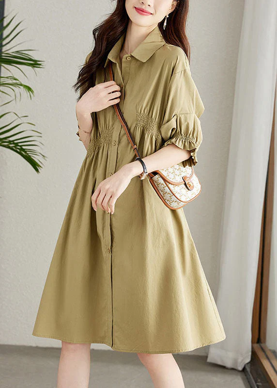 Fashion Rose Peter Pan Collar Ruffled Patchwork Cotton Shirts Dress Summer - Image 2