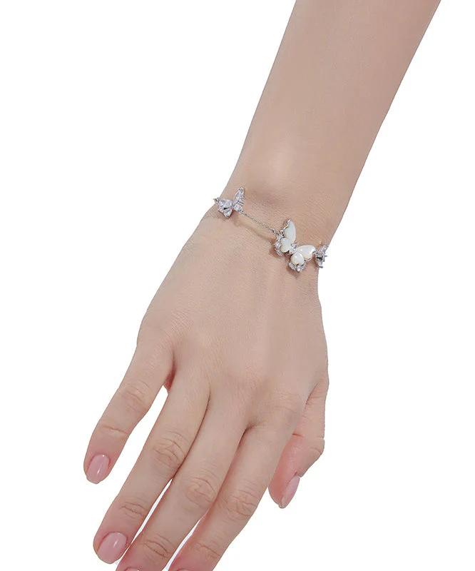 Fashion Silk Copper Alloy Zircon Butterfly Charm Bracelet - Image 4