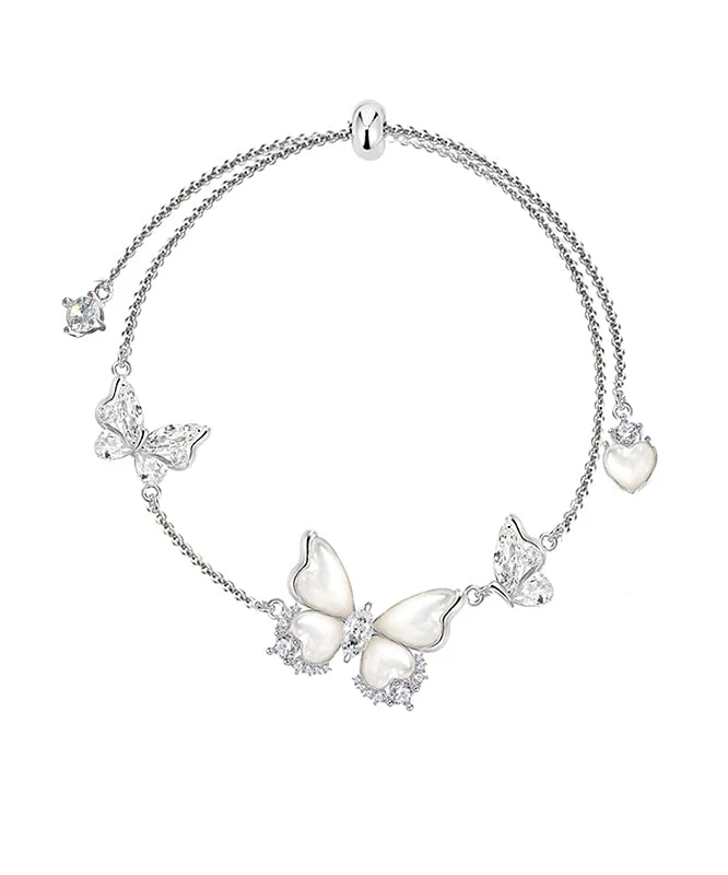 Fashion Silk Copper Alloy Zircon Butterfly Charm Bracelet - Image 5