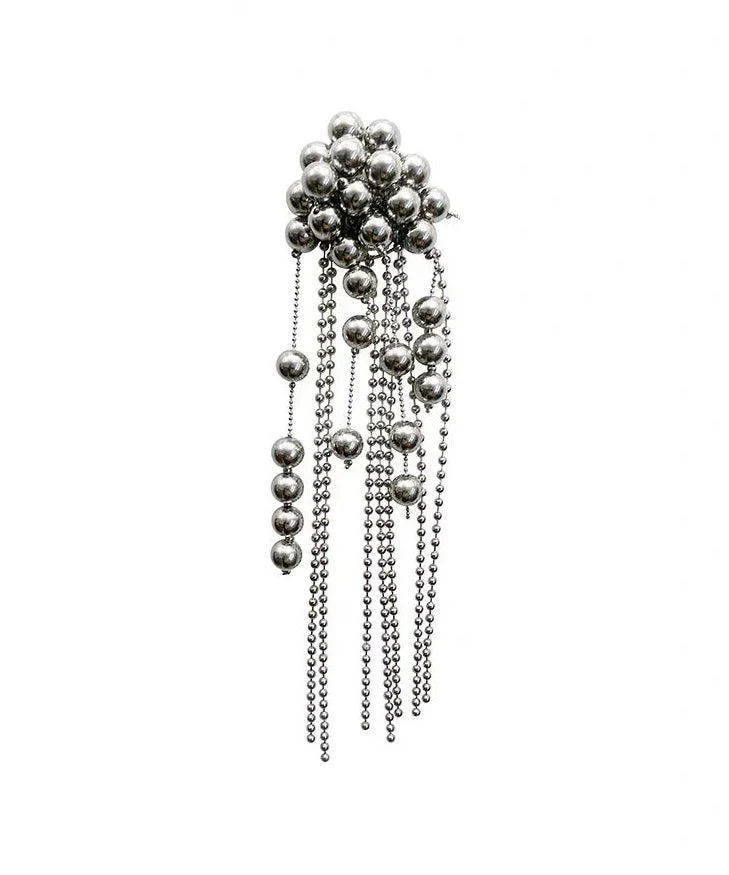Fashion Silver Needle Single Piece Tassel Metal Ball Earrings - Image 5