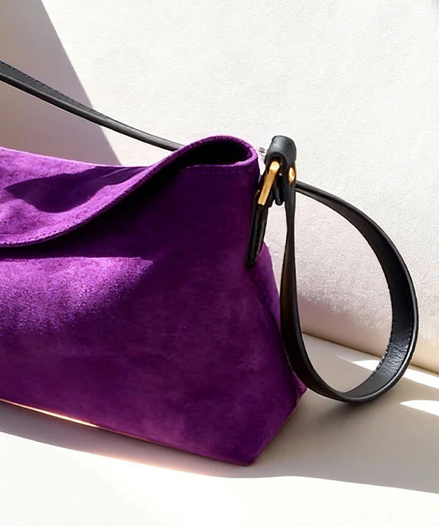 Fashion Suede Purple Shoulder Crossbody Bag - Image 4