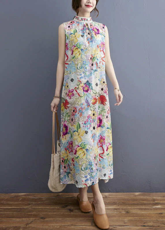 Fashion Turtleneck Print Holiday Maxi Dresses Summer - Image 2