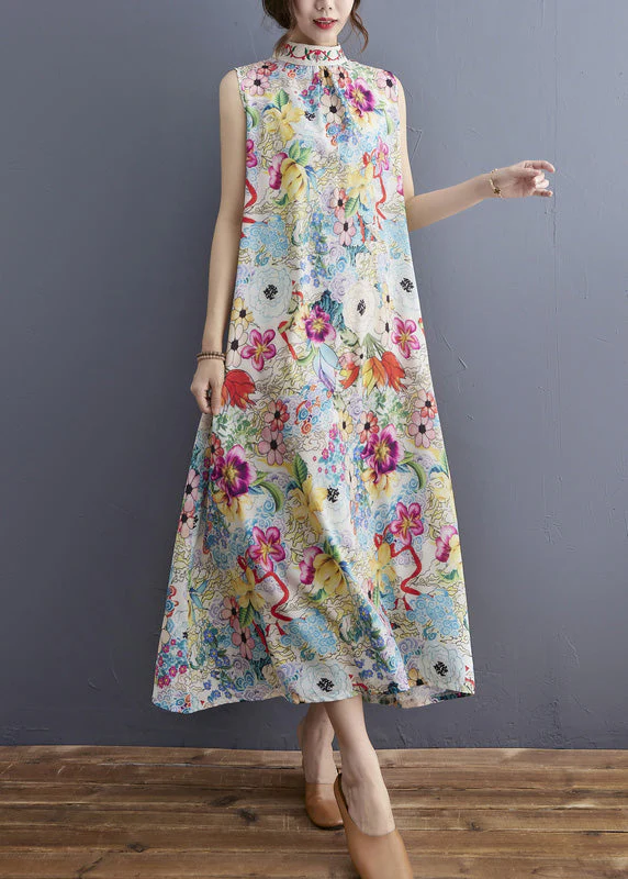 Fashion Turtleneck Print Holiday Maxi Dresses Summer - Image 3