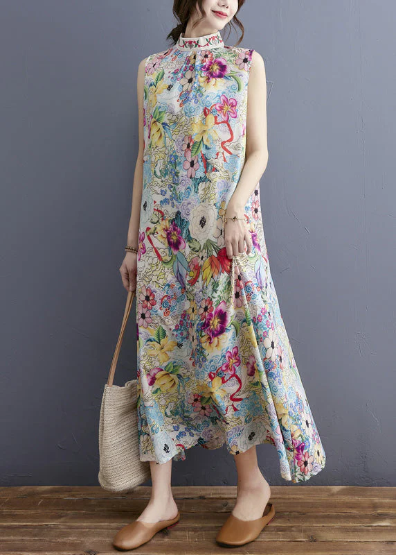 Fashion Turtleneck Print Holiday Maxi Dresses Summer - Image 4