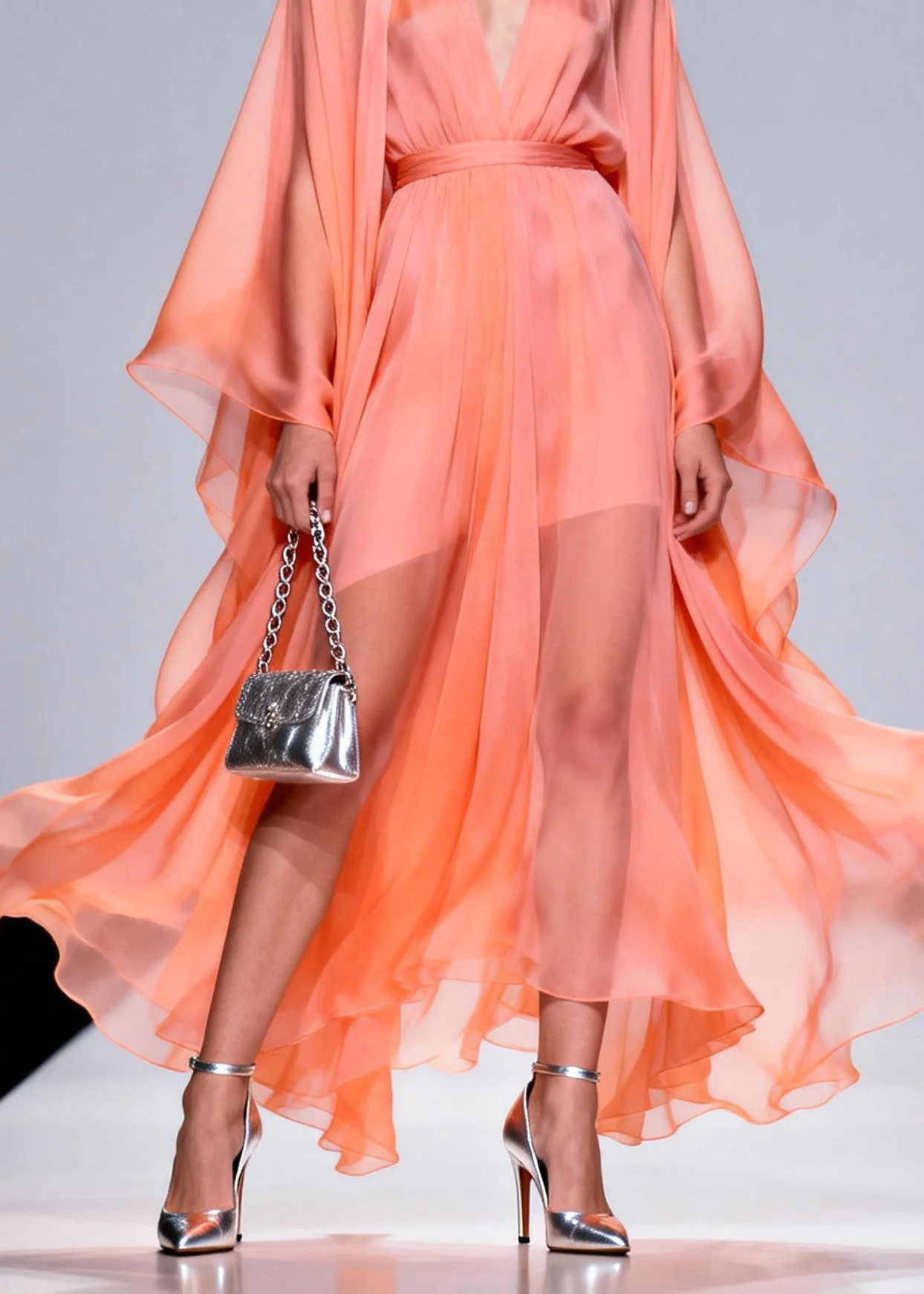 Fashion V Neck Patchwork Chiffon 2 Piece Outfit Summer - Image 4