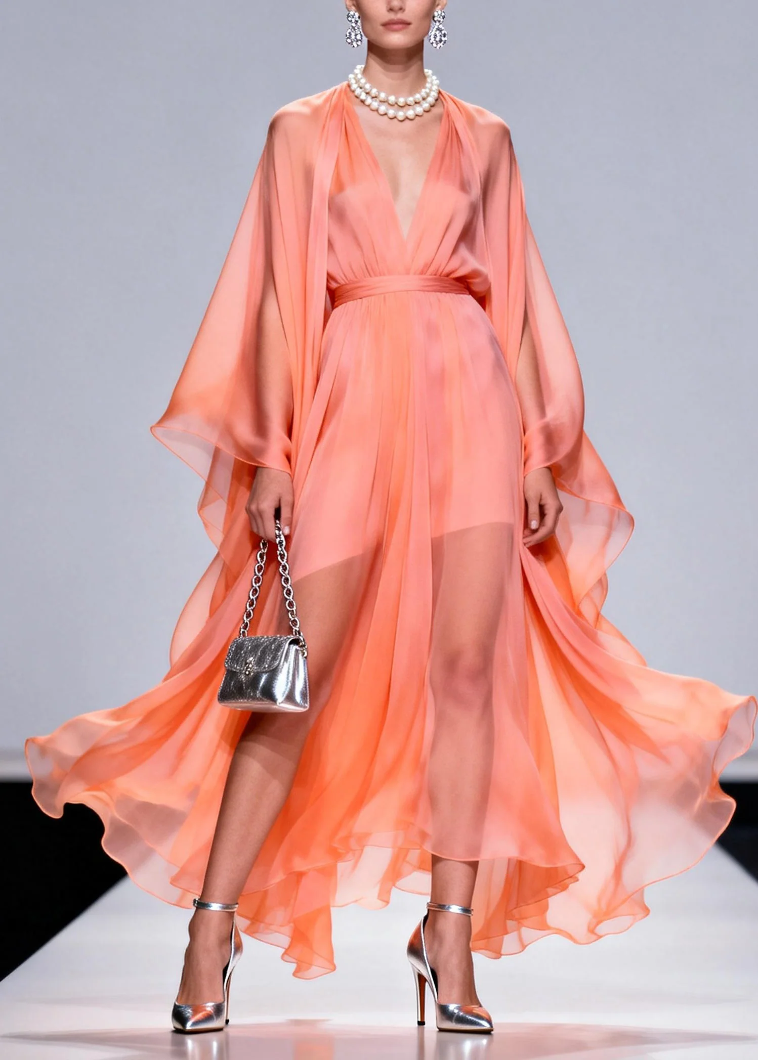 Fashion V Neck Patchwork Chiffon 2 Piece Outfit Summer - Image 5