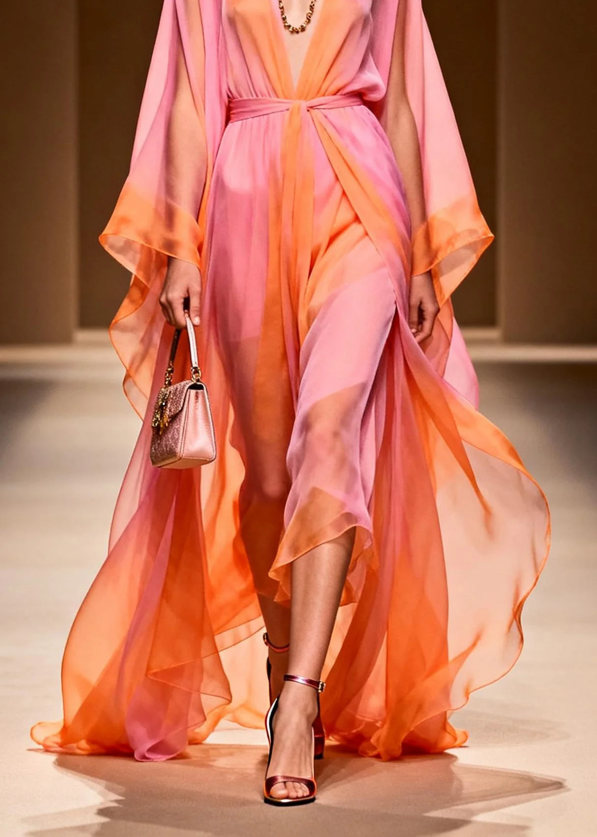 Fashion V Neck Patchwork Chiffon Two Pieces Set Summer - Image 4
