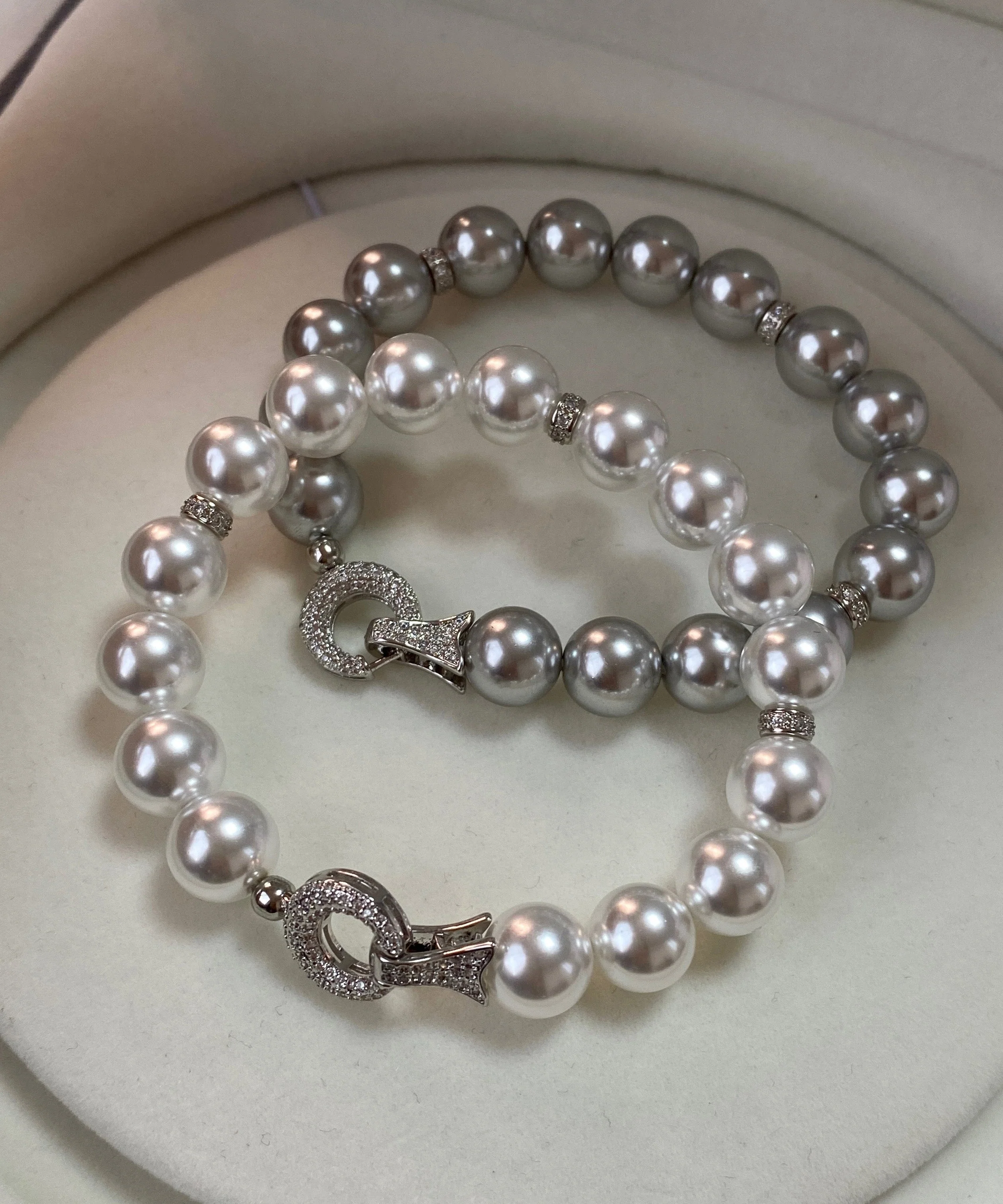 Fashion Versatile White Zircon Pearl Bracelet - Image 3