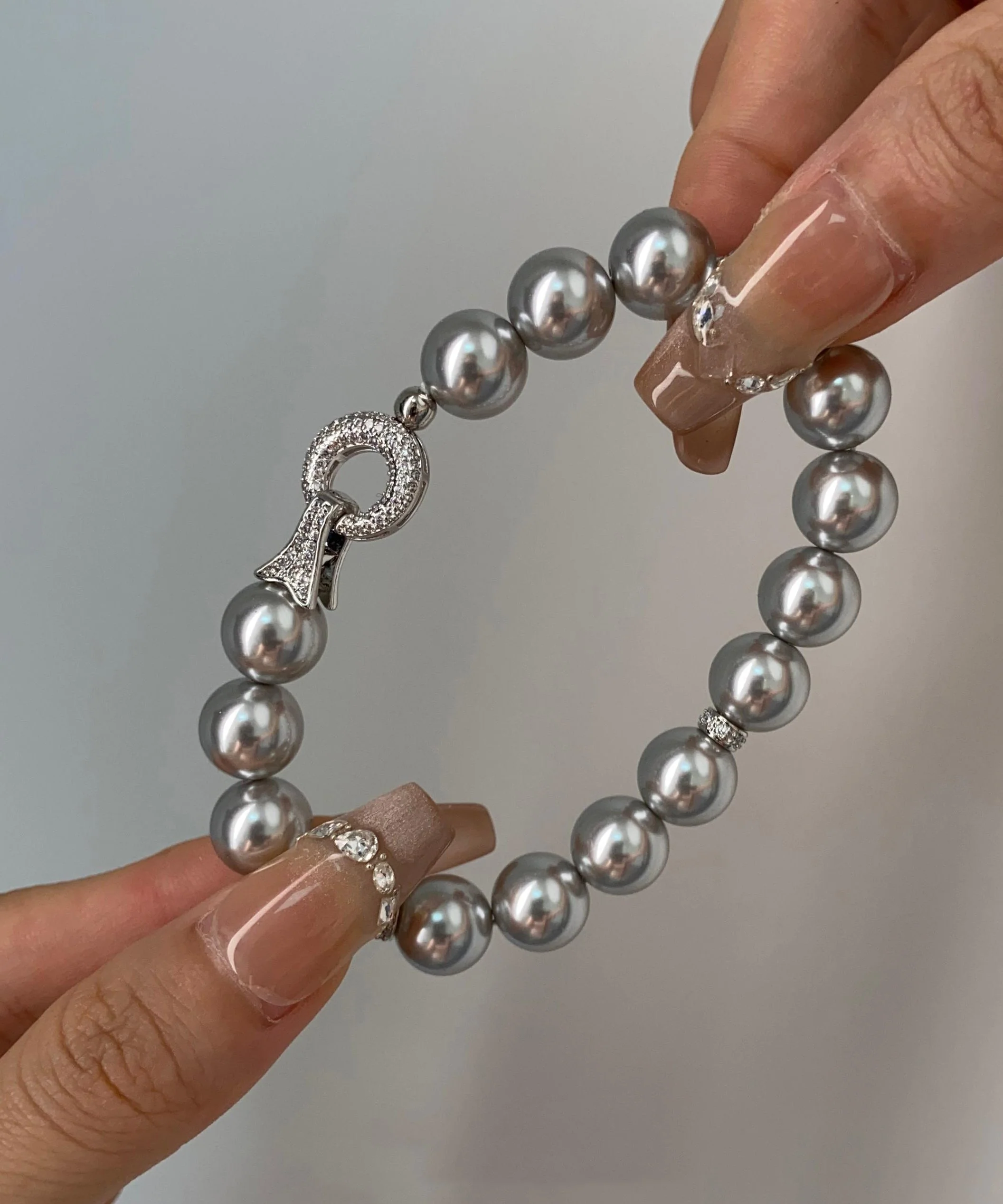 Fashion Versatile White Zircon Pearl Bracelet - Image 4
