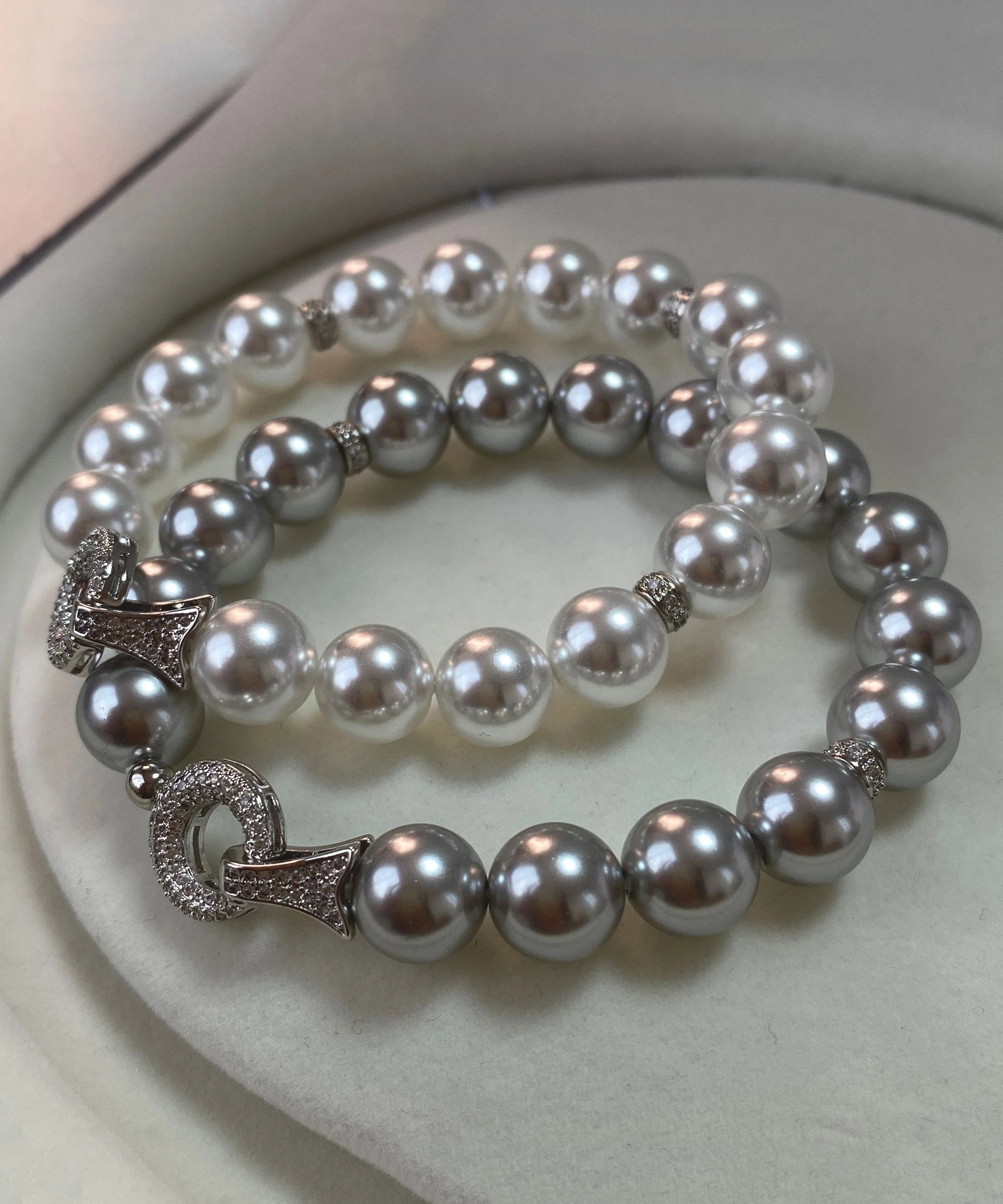 Fashion Versatile White Zircon Pearl Bracelet - Image 5