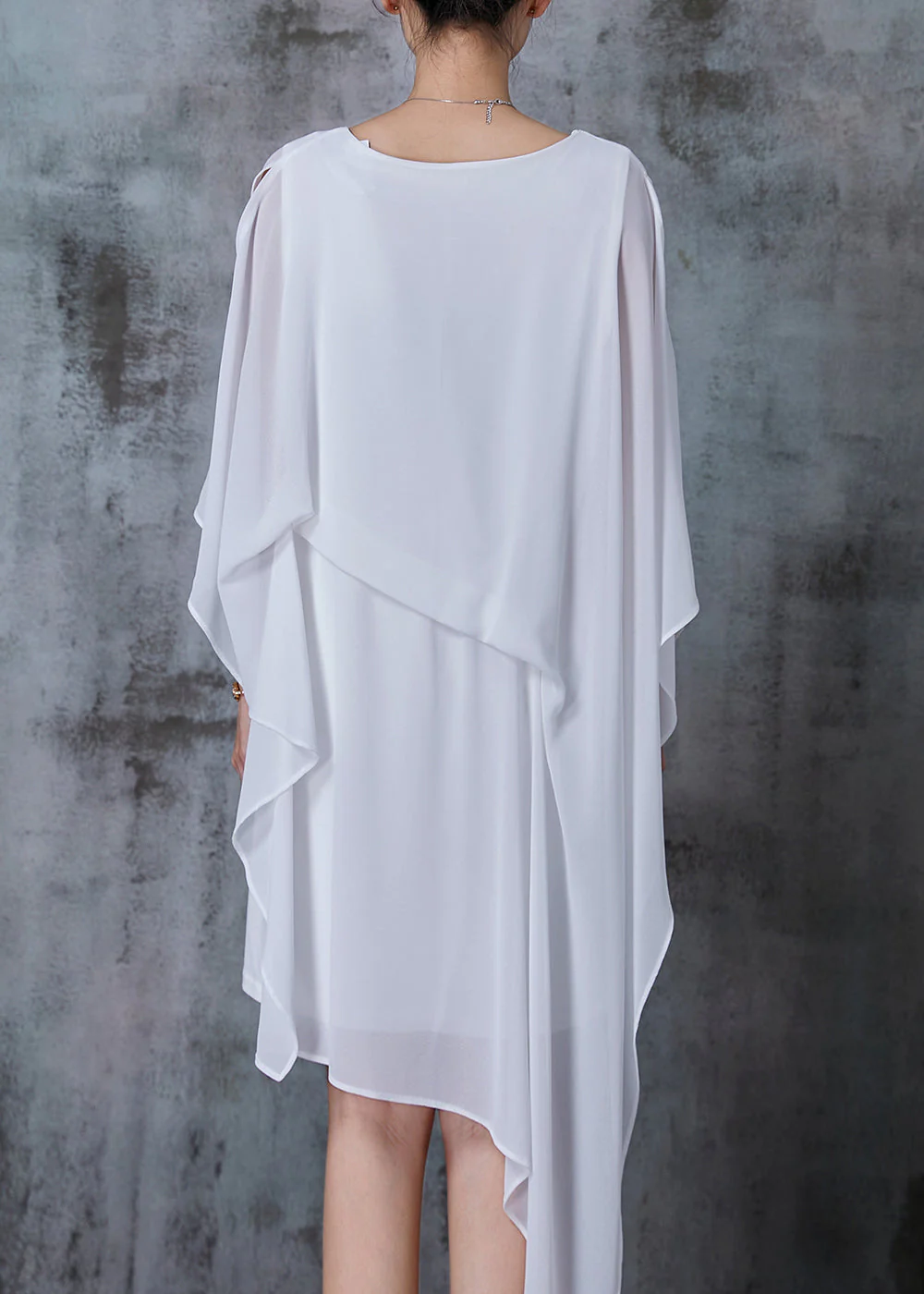 Fashion White Cold Shoulder Asymmetrical Design Dresses Summer - Image 4